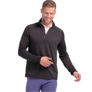 Rhone Men's Black Sequoia Quarter Zip long sleeve shirt Medium